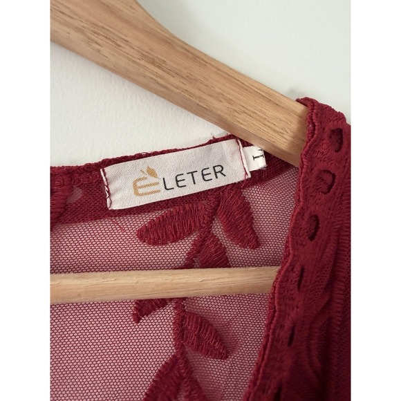 Eleter Dress Womens L Burgundy Lace Maxi Romantic Boho Fairy Whimsy Goth Witchy - Picture 5 of 16